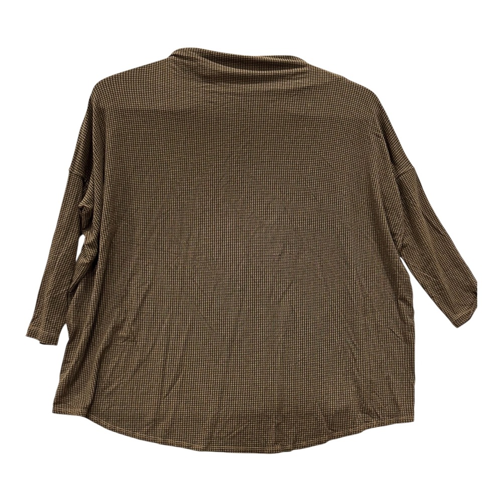 Bryn Walker Womens XL Houndstooth Knit Top Brown Black Oversized Boat Neck USA